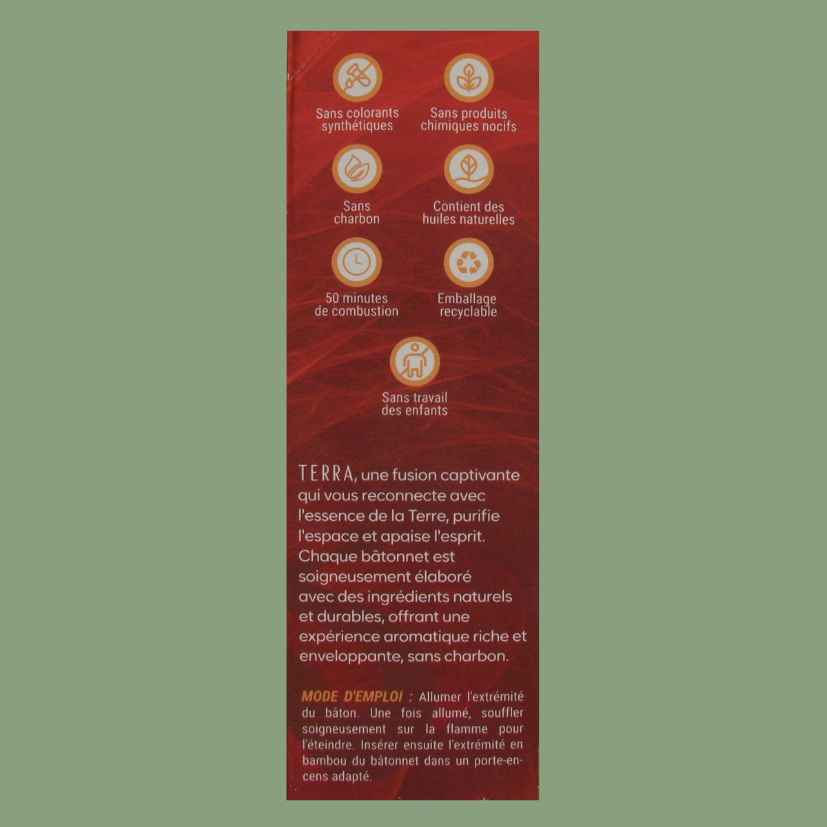 Encens Naturel Sans Charbon Hexa « Sang de Dragon » – Terra